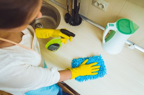 Deep cleaning of kitchen surfaces during end of tenancy cleaning in Earlscourt